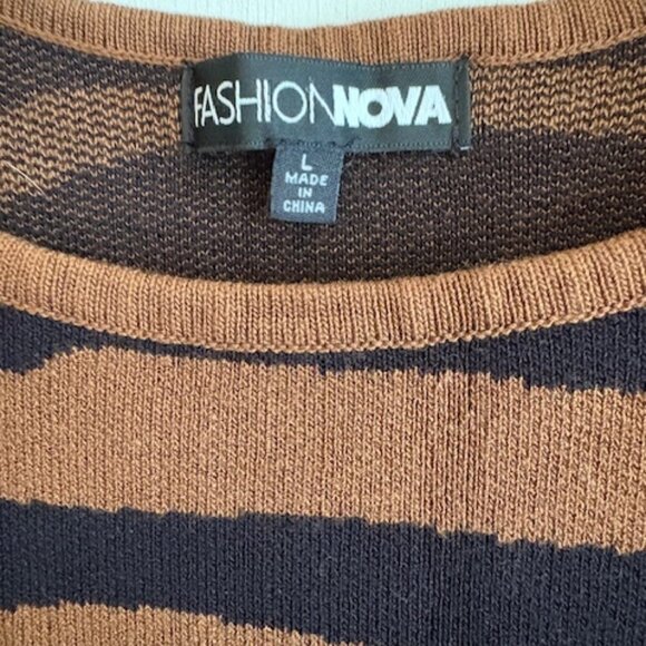 Fashion Nova Tiger Print Sweater Dress, Sz L, NWOT - Picture 3 of 8